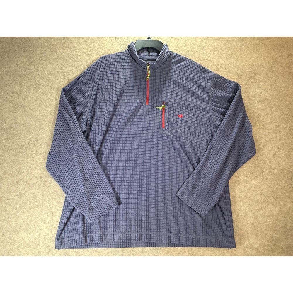 Southern Marsh Mens Fieldtec Grid Fleece Quarter Zip Pullover Blue Grey 2X